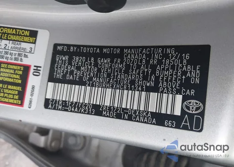 2017 Toyota Corolla Se from USA, damaged, VIN 2T1BURHEXHC811341